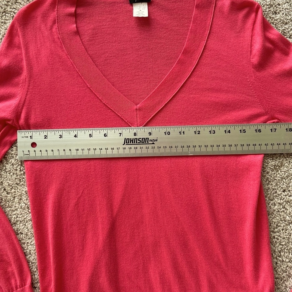 J Crew Womens Sweater Salmon Long Sleeve V Neck Cotton Summer Medium RN77388 - Picture 9 of 12